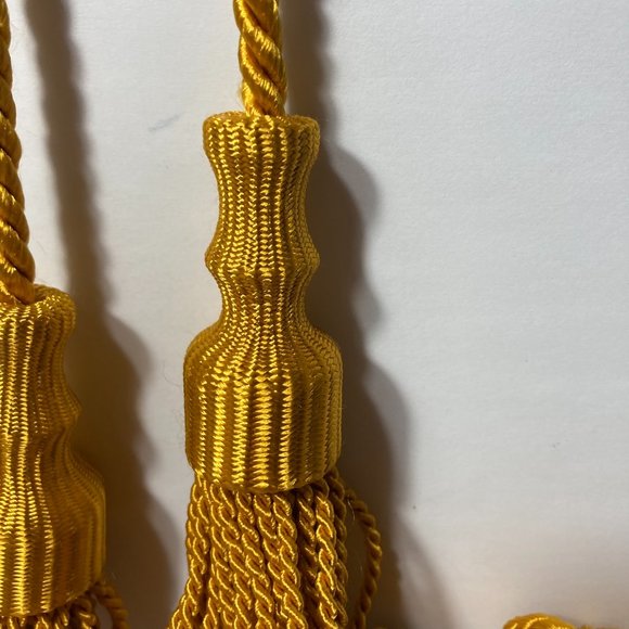 Bullion Gold Drapery Curtain Chair Tie Back 108 Spread Rope 5" Tassel Set of 4 - Picture 2 of 14